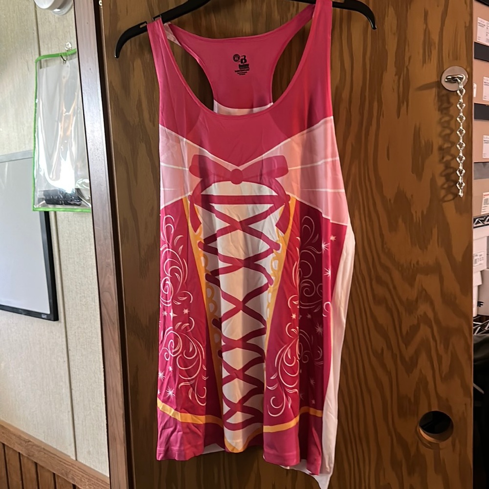 BADGER SLEEPING BEAUTY TANK: PINK/WHITE: NWOT: SIZE XL